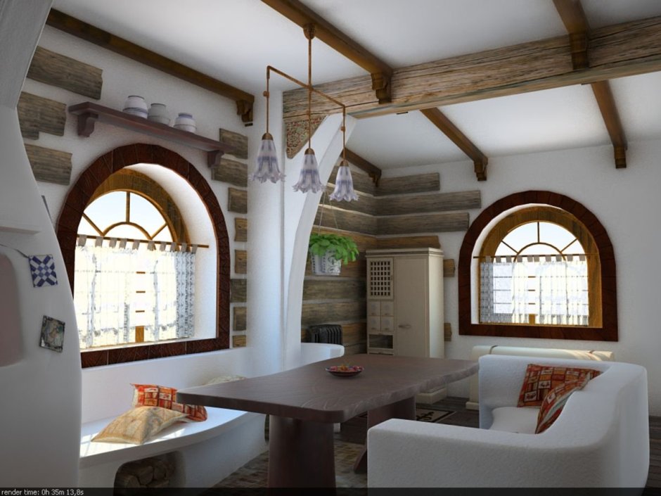 Архитектура дома в стиле этно