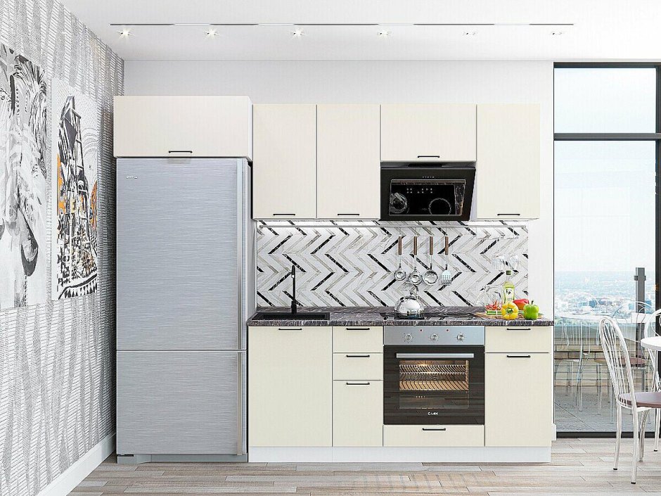 Кухня в темно светлых тонах