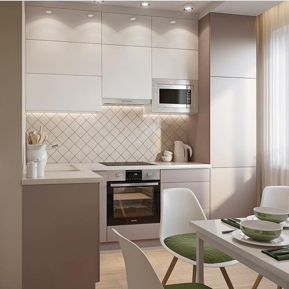 Кухня серая матовая современная угловая