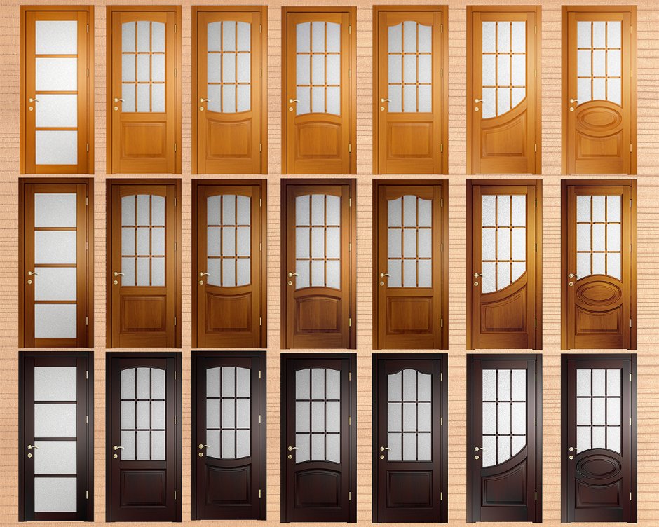 Деревянные стеклянные двери