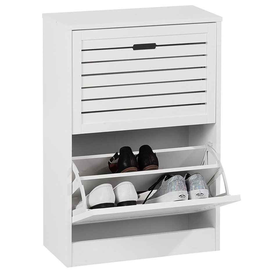 Шкаф обувной бело серый