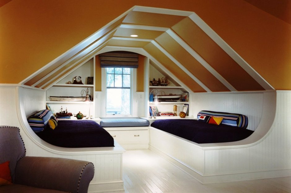 Уютная спальня на мансарде