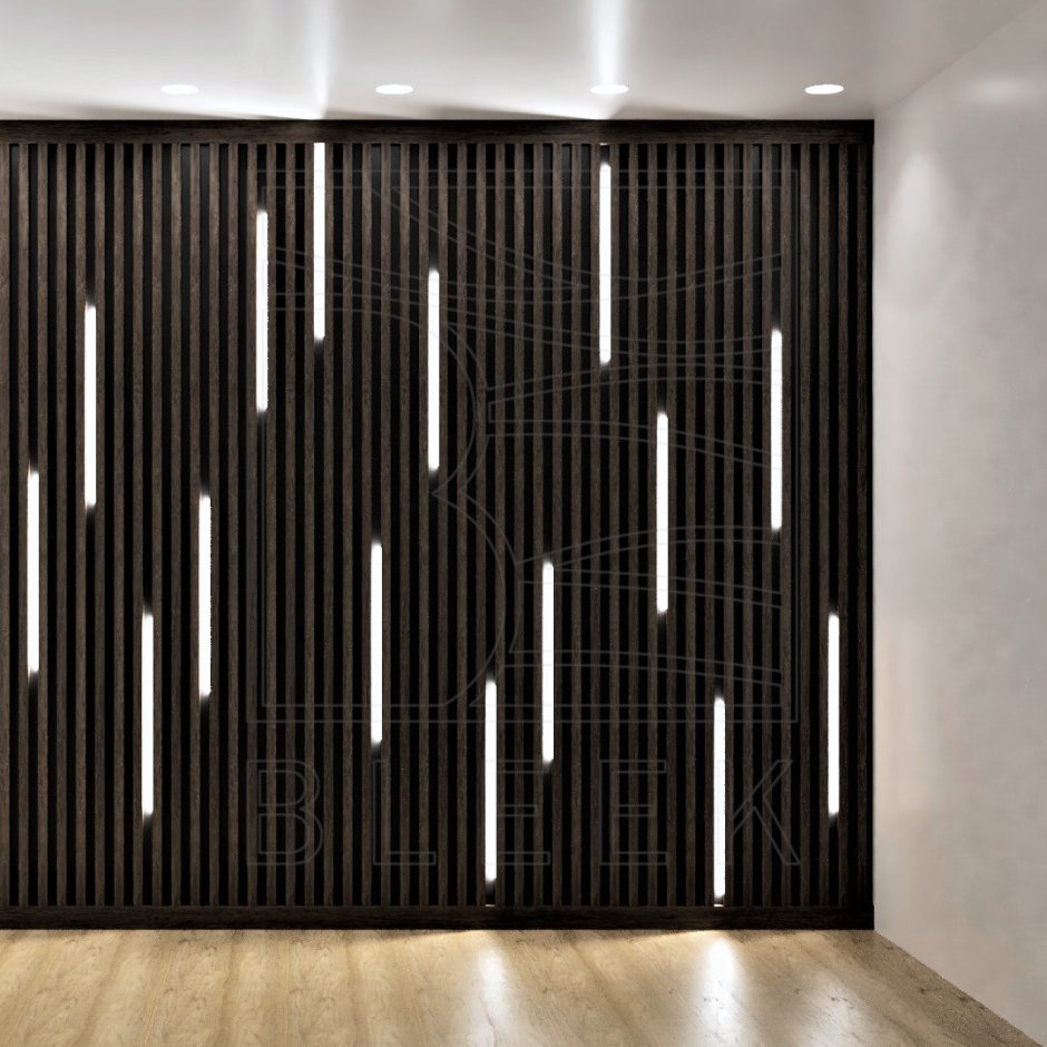 Реечная стена с подсветкой