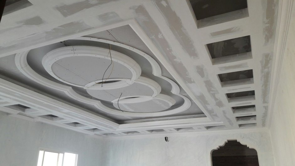 Декор потолка из гипсокартона