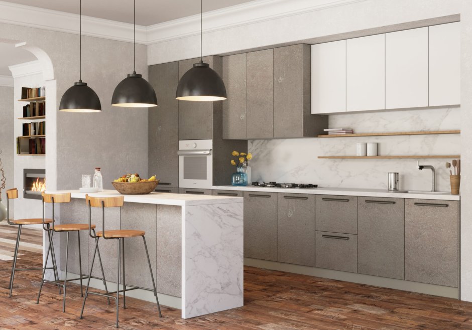 Кухня лофт св мебель бетон бежевый