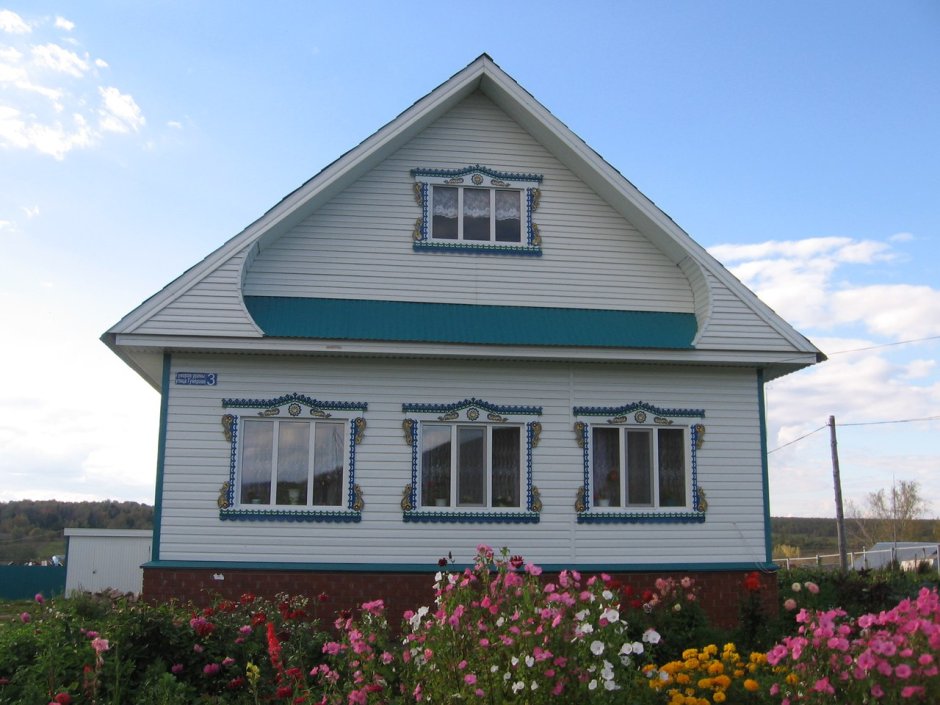 Дом обшитый зеленым профлистом