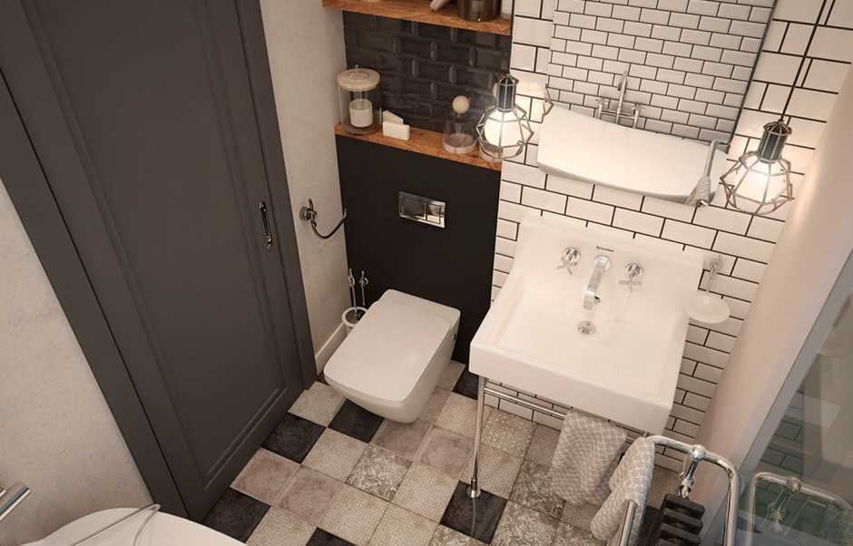 Маленькая душевая в классическом стиле