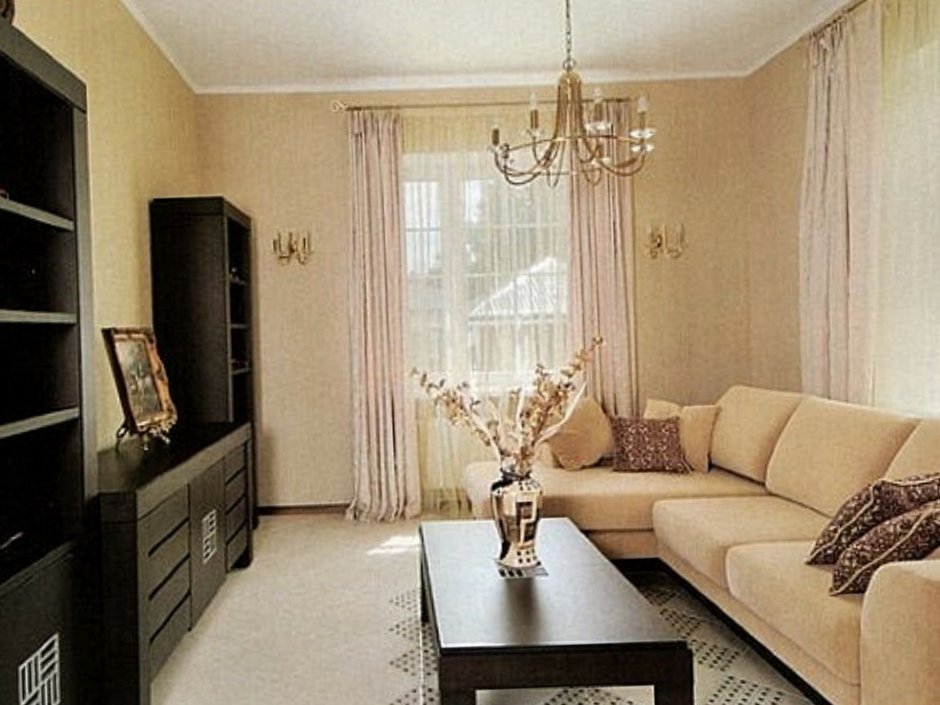 Гостиная в хрущевке с угловым диваном