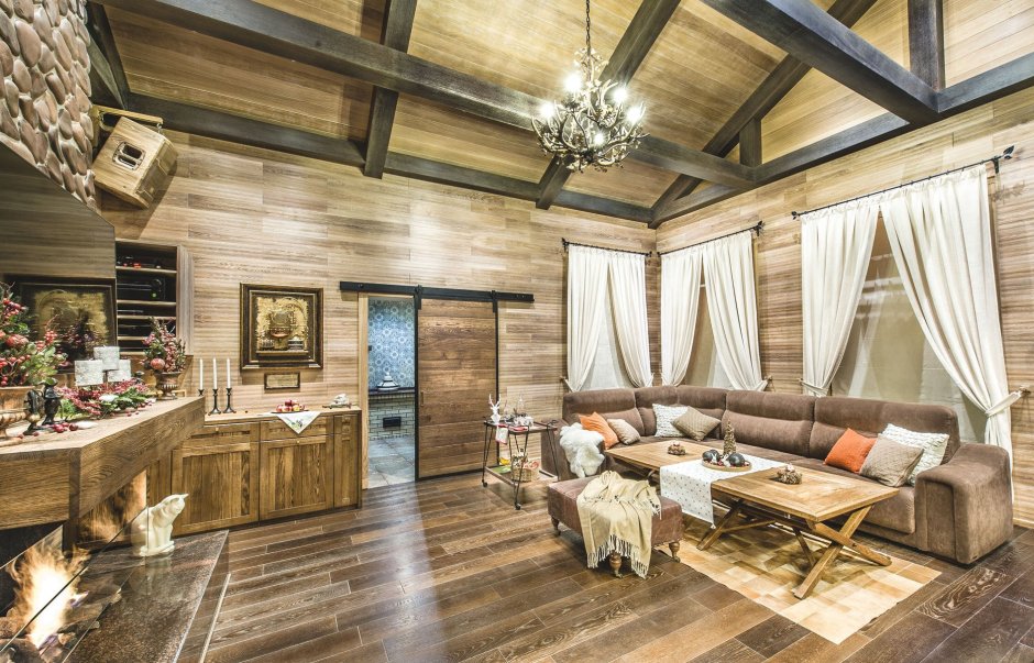 Кухни в стиле Прованс в срубовом доме