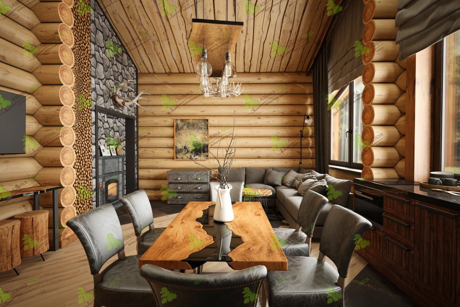 Евровагонка в интерьере кухни