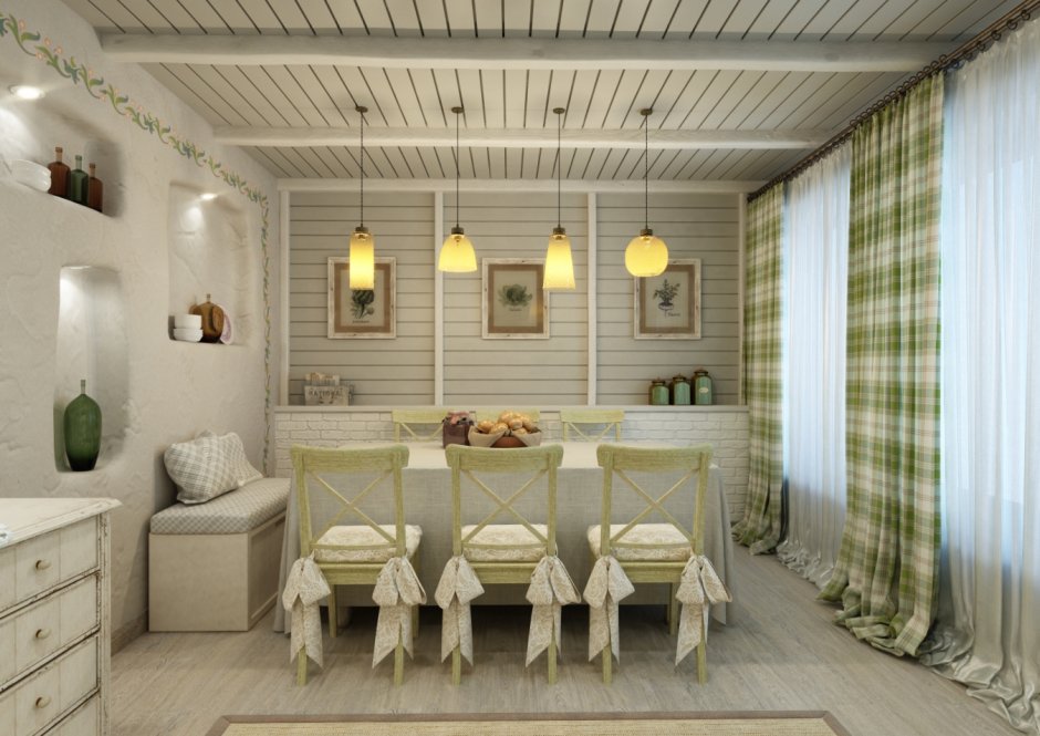 Оцилиндровочный дом в стиле Кантри и Прованс