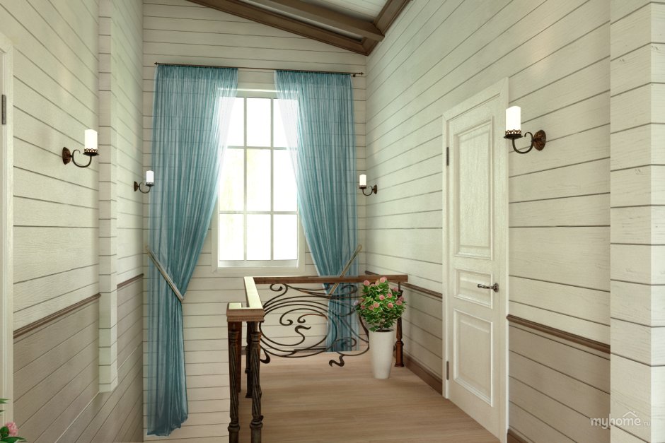 Гостиная Прованс Кантри в бревенчатом доме