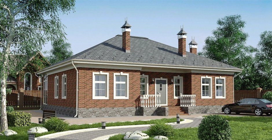 Кирпичный одноэтажный дом 140кв