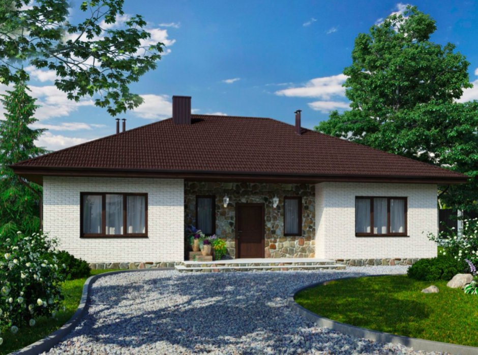 Кирпичный одноэтажный дом 140кв