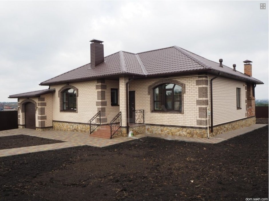 Одноэтажный дом 100м2 солома шоколад