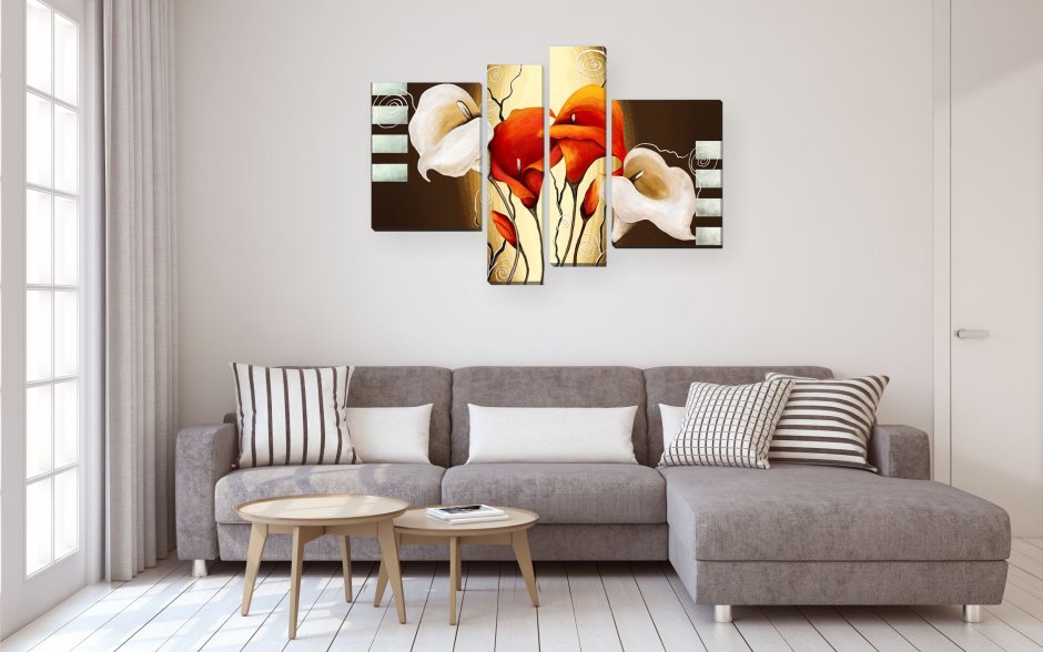 Картины над диваном в гостиной