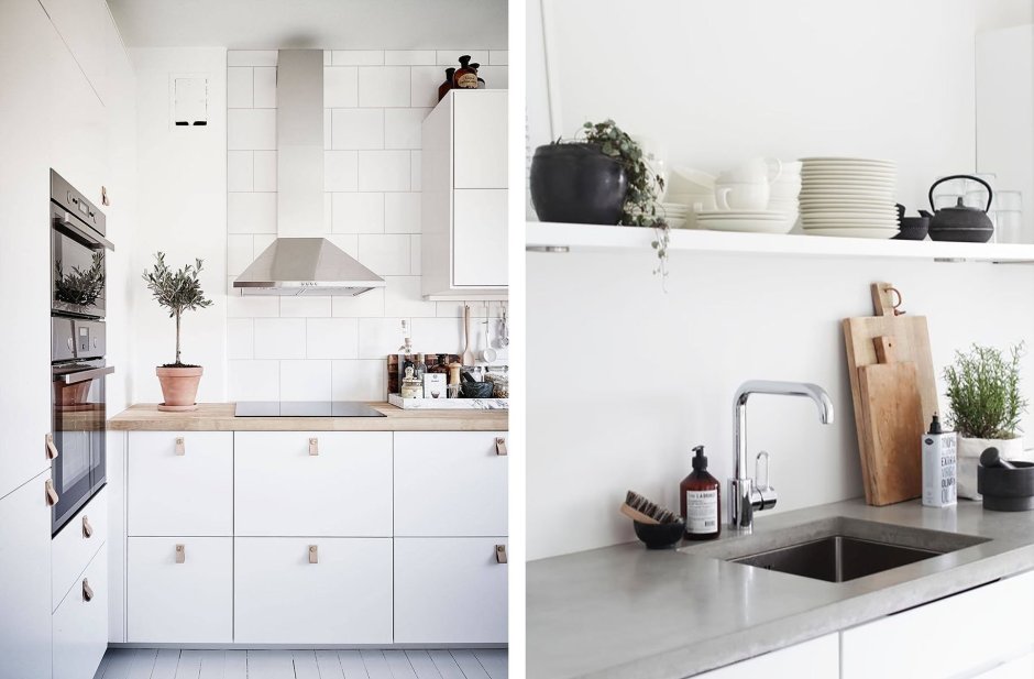 Кухня в стиле Сканди с облегченным верхом