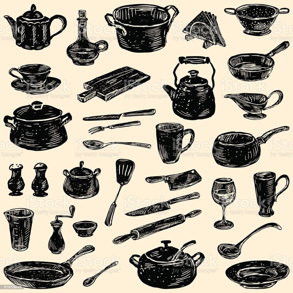 Рисунок чайника с разной фактурой