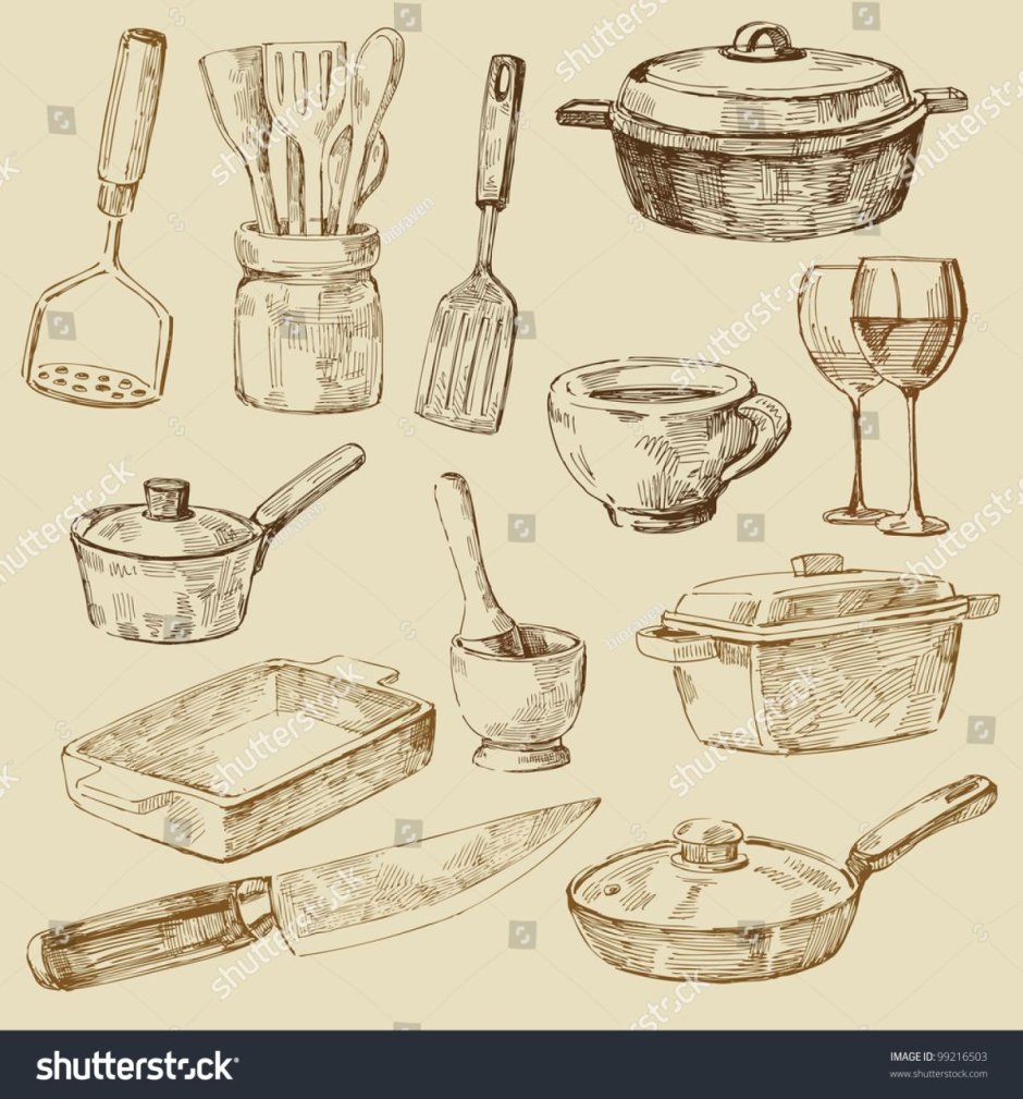 Рисование домашней утвари