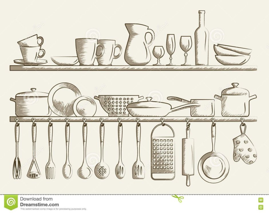 Деревянная посуда вектор