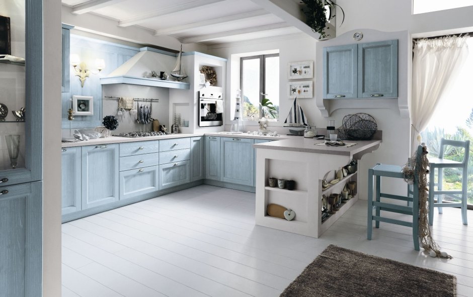 Сине серая кухня