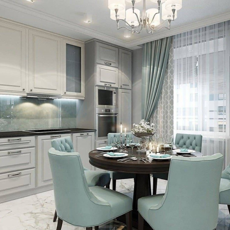 Кухня голубого цвета