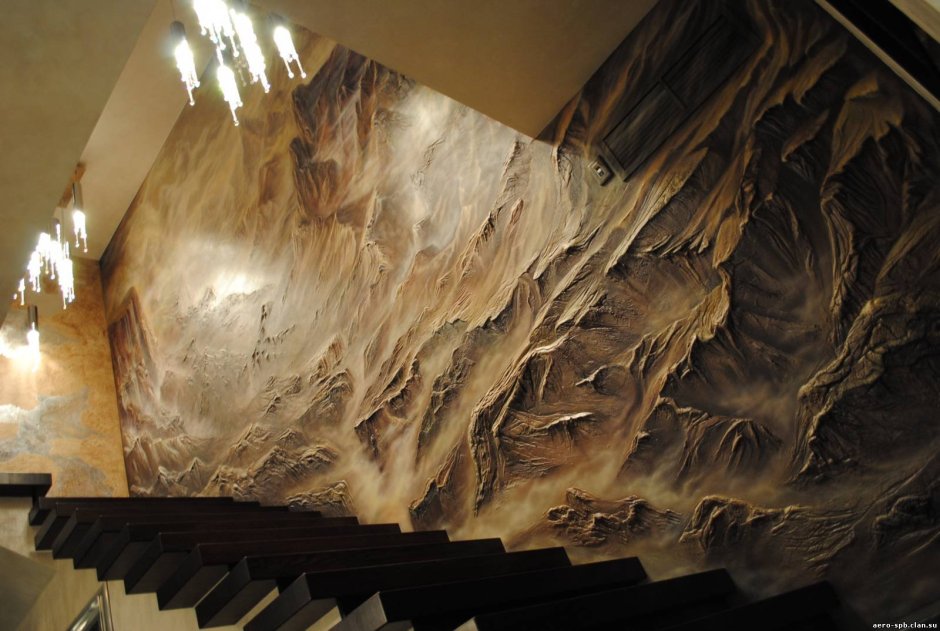 Стена скала в интерьере