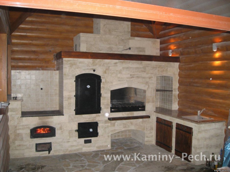 Печь мангал в доме