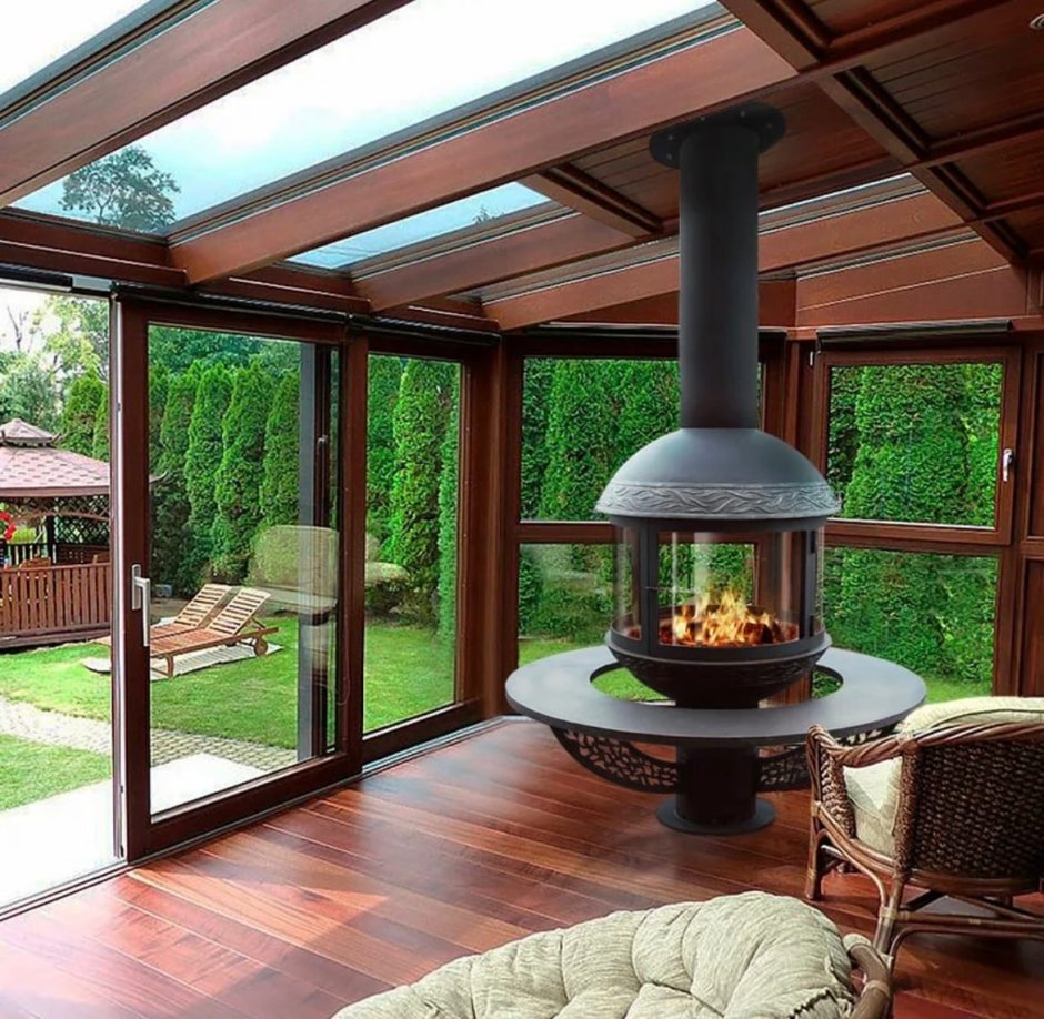 Барбекю из кирпича на террасе