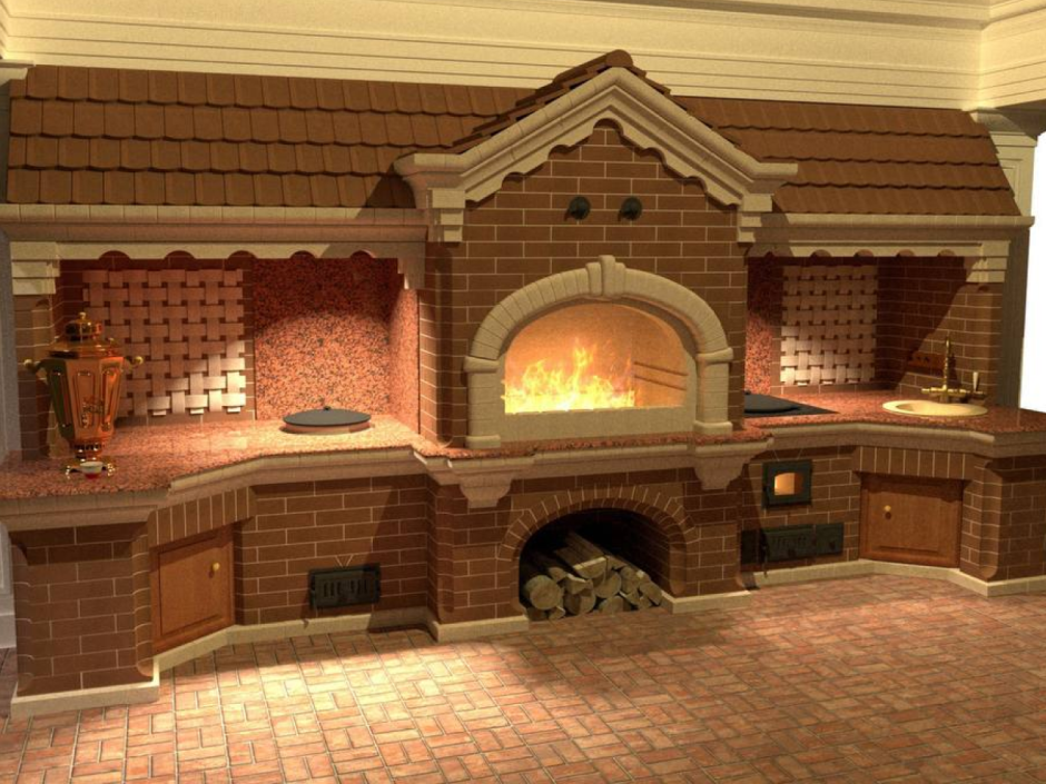 Барбекю из кирпича и камня