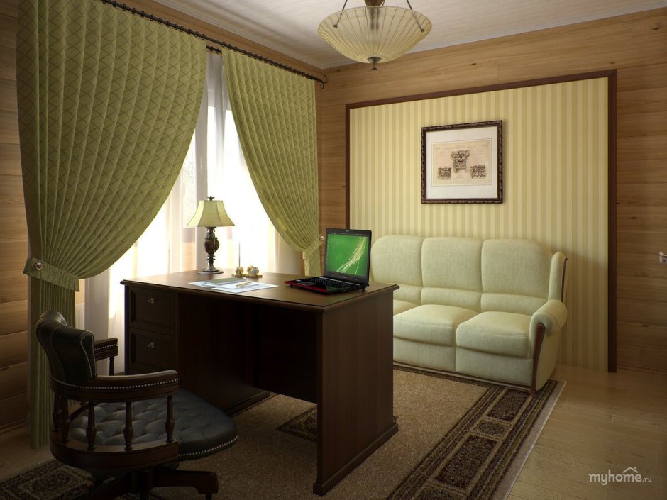 Темно зеленые стены в интерьере