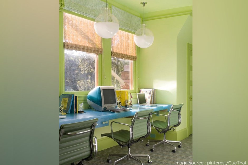 Зеленый цвет в интерьере кабинета