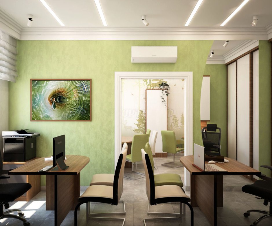Зеленый цвет в интерьере офиса