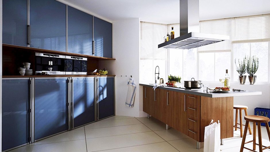 Кухня с раздвижными фасадами