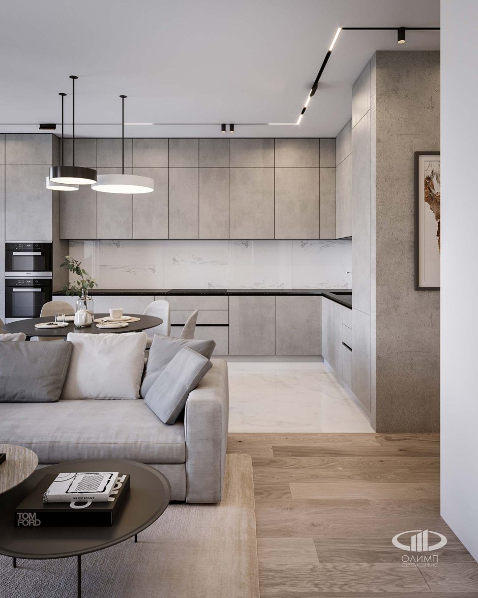 Кухня гостиная визуализация