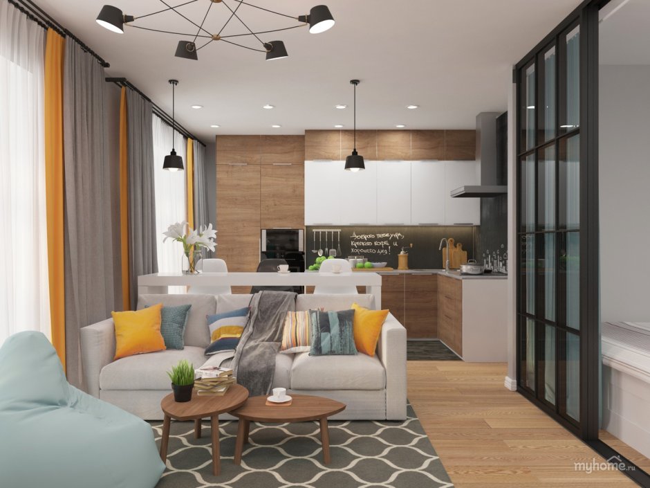 Кухня гостиная в ленпроекте