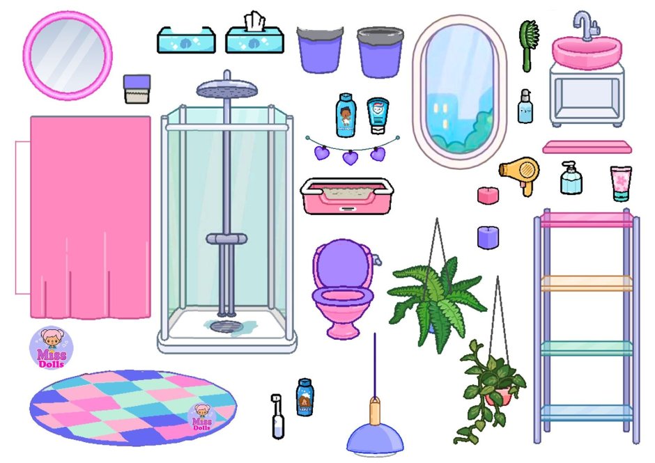 Ванная комната для бумажной куклы