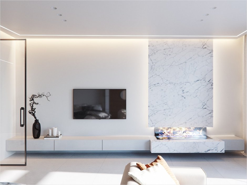 Мраморная стена в гостиной