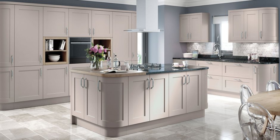 Кухни в цвете шампань в современном стиле