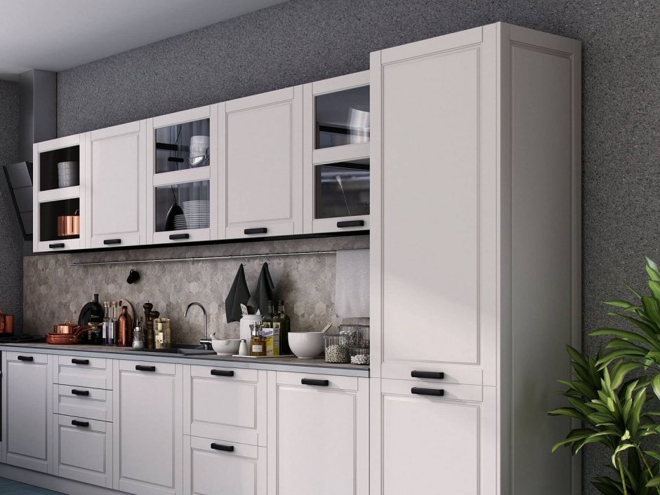 Серая матовая кухня