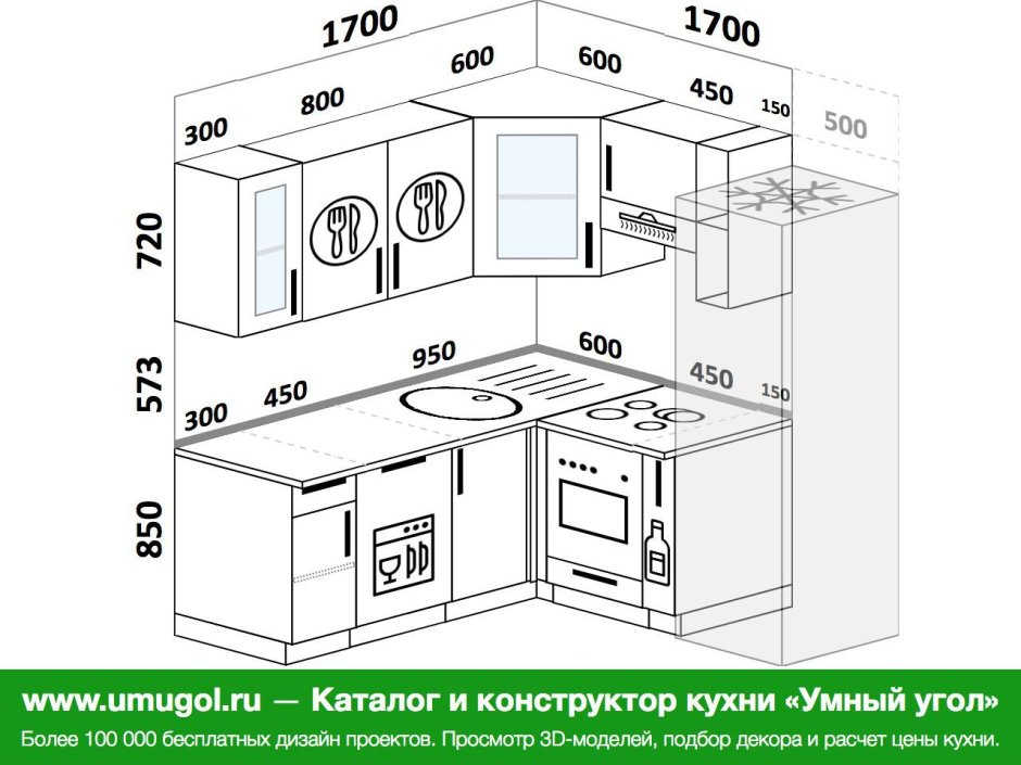 Кухня 190 на 150 угловая
