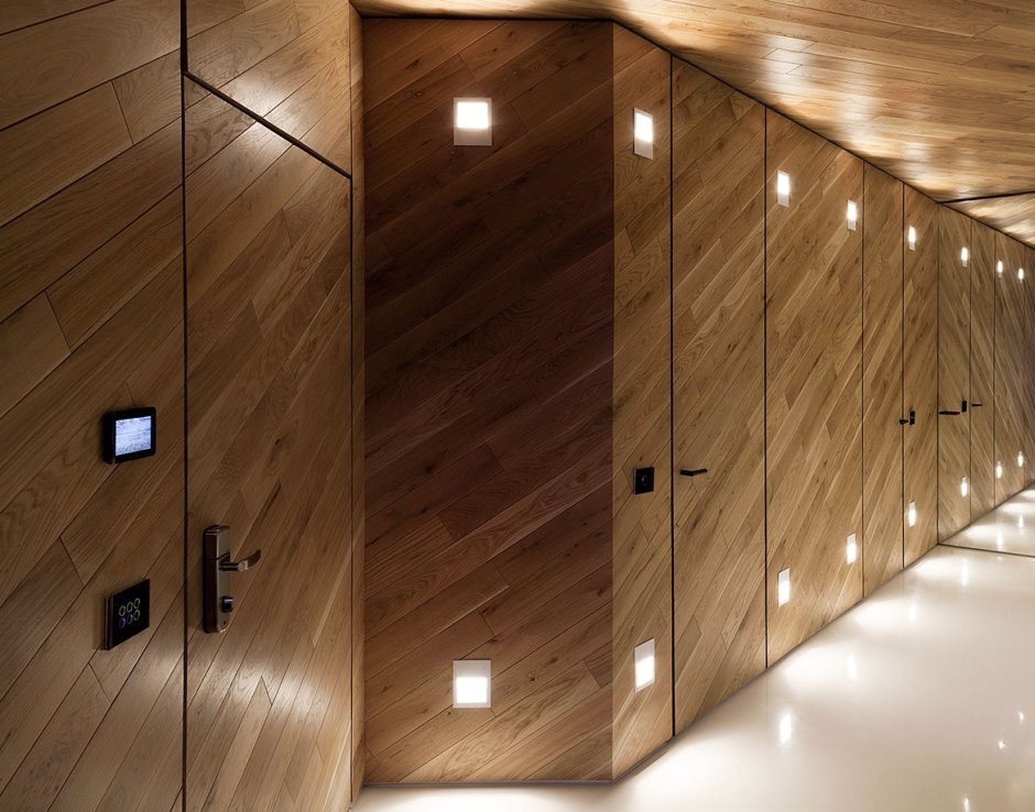 Деревянные панели с подсветкой