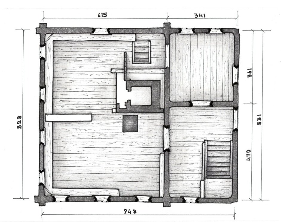 Изба пятистенка план