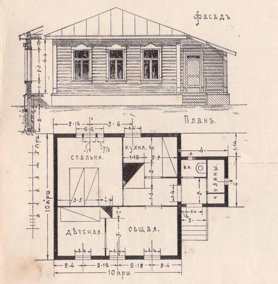 Русская изба пятистенок план
