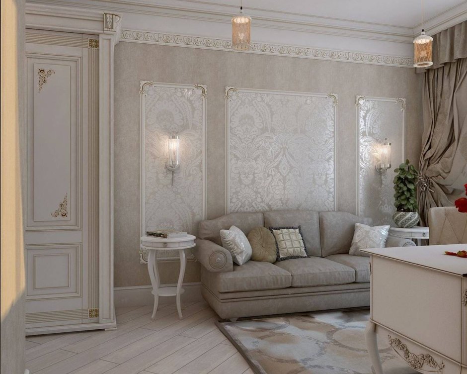 Молдинги в гостиной