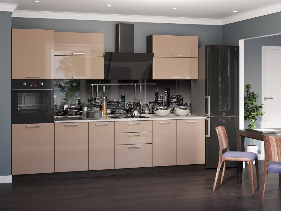 Кухня ваниль мокко глянец