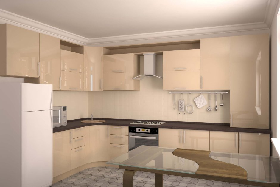 Кухня в бежевых тонах