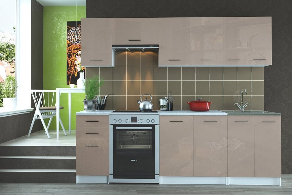 Кухонный гарнитур нюдовых оттенков