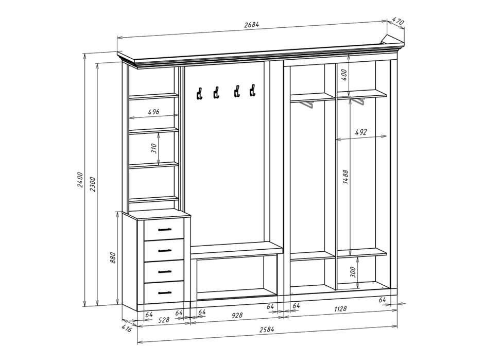 Прихожая Чарли индиго 8 Голд с золотой патиной