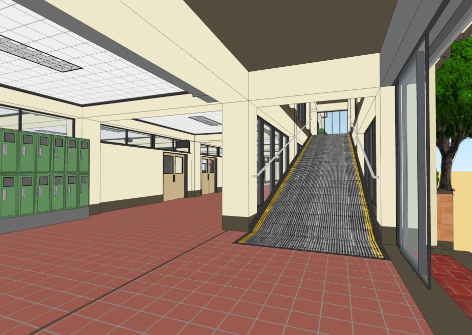 Коридор школы аниме